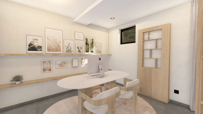 Visualisatie Fotostudio met speelkamer en bureau Londerzeel
