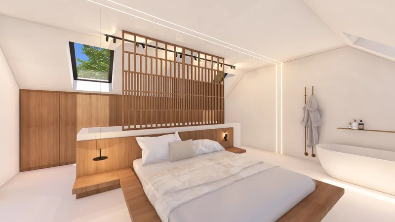 Visualisatie Leefruimte en master bedroom Lummen